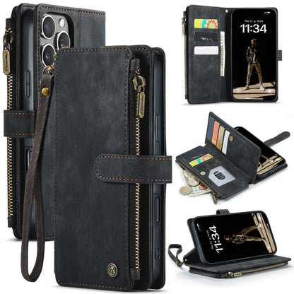 CaseMe C30 Card Slots Zipper Wallet Leather Phone Case, For iPhone Duo, For iPhone 17, For iPhone Air, For iPhone 16 Pro Max, For iPhone 16 Pro, For iPhone 16 Plus