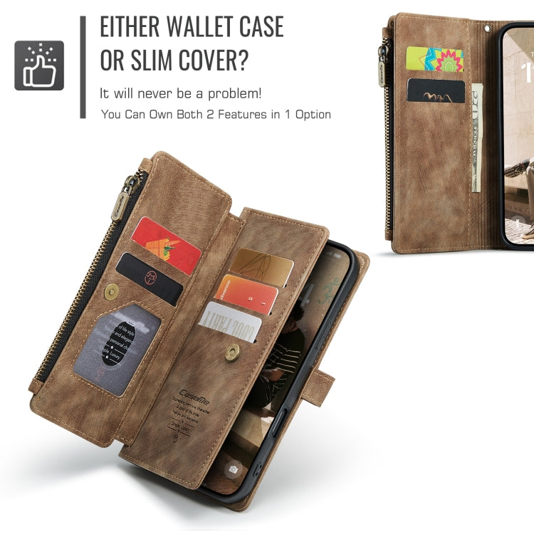 CaseMe C30 Card Slots Zipper Wallet Leather Phone Case, For iPhone 16, For iPhone 18 Pro / 17 Pro, For iPhone 18 Pro Max / 17 Pro Max, For iPhone 17e / 16e