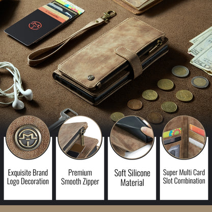 CaseMe C30 Card Slots Zipper Wallet Leather Phone Case, For iPhone 16, For iPhone 18 Pro / 17 Pro, For iPhone 18 Pro Max / 17 Pro Max, For iPhone 17e / 16e