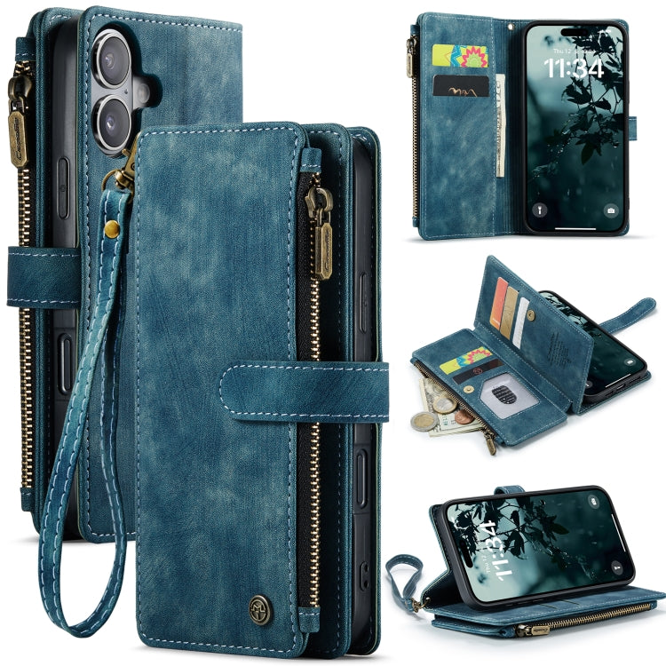 CaseMe C30 Card Slots Zipper Wallet Leather Phone Case, For iPhone 16, For iPhone 18 Pro / 17 Pro, For iPhone 18 Pro Max / 17 Pro Max, For iPhone 17e / 16e