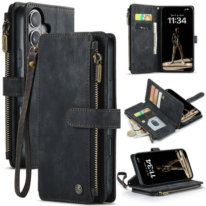 CaseMe C30 Card Slots Zipper Wallet Leather Phone Case, For iPhone 16 Pro, For iPhone 16 Plus, For iPhone 16