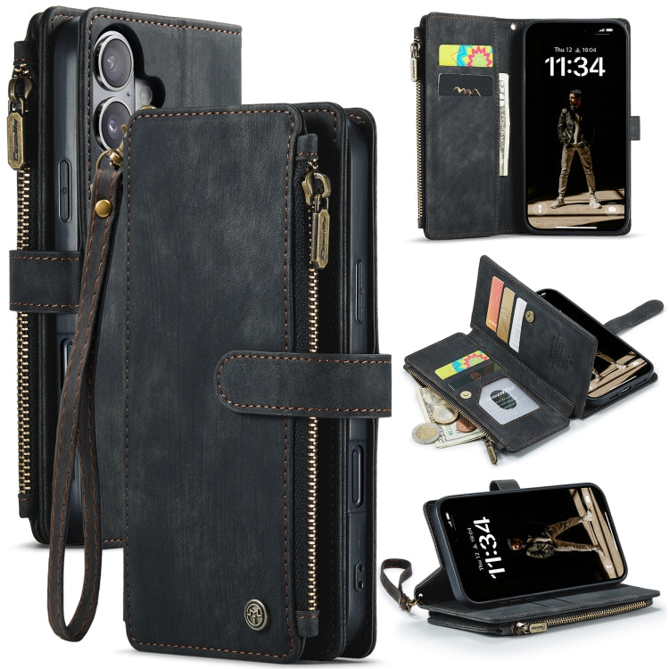 CaseMe C30 Card Slots Zipper Wallet Leather Phone Case, For iPhone 16, For iPhone 18 Pro / 17 Pro, For iPhone 18 Pro Max / 17 Pro Max, For iPhone 17e / 16e