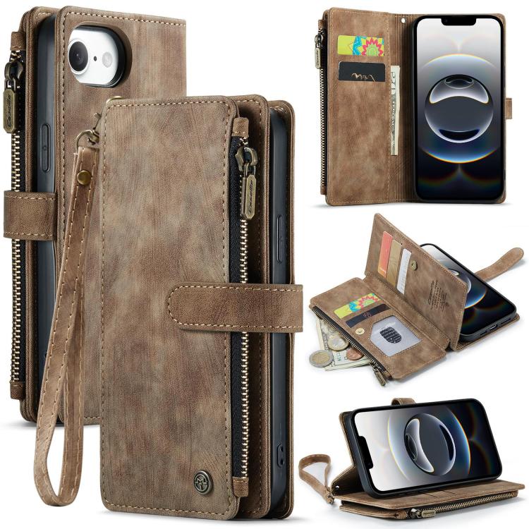 CaseMe C30 Card Slots Zipper Wallet Leather Phone Case, For iPhone 17 Pro Max, For iPhone 17 Pro, For iPhone 17, For iPhone Air, For iPhone 16e, For iPhone 16 Pro Max