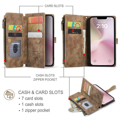CaseMe C30 Card Slots Zipper Wallet Leather Phone Case, For iPhone 17e / 16e, For iPhone 17 Pro Max, For iPhone 17 Pro, For iPhone 17, For iPhone Air, For iPhone 16 Pro Max