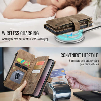 CaseMe C30 Card Slots Zipper Wallet Leather Phone Case, For iPhone 17e / 16e, For iPhone 17 Pro Max, For iPhone 17 Pro, For iPhone 17, For iPhone Air, For iPhone 16 Pro Max
