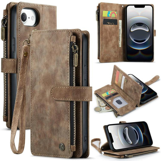 CaseMe C30 Card Slots Zipper Wallet Leather Phone Case, For iPhone 17e / 16e, For iPhone 17 Pro Max, For iPhone 17 Pro, For iPhone 17, For iPhone Air, For iPhone 16 Pro Max