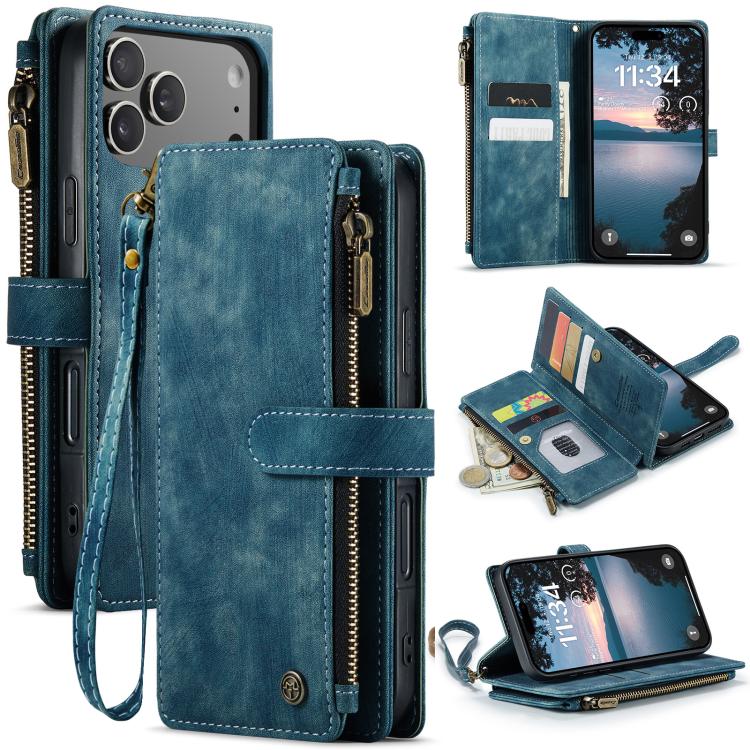 CaseMe C30 Card Slots Zipper Wallet Leather Phone Case, For iPhone 17 Pro Max, For iPhone 17 Pro, For iPhone 17, For iPhone Air, For iPhone 16e, For iPhone 16 Pro Max