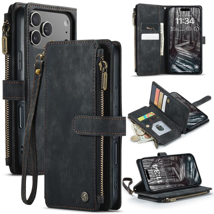 CaseMe C30 Card Slots Zipper Wallet Leather Phone Case, For iPhone 17e / 16e, For iPhone 17 Pro Max, For iPhone 17 Pro, For iPhone 17, For iPhone Air, For iPhone 16 Pro Max