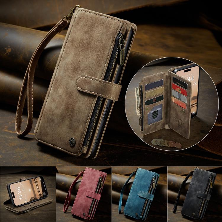 CaseMe C30 Card Slots Zipper Wallet Leather Phone Case, For iPhone 17 Pro Max, For iPhone 17 Pro, For iPhone 17, For iPhone Air, For iPhone 16e, For iPhone 16 Pro Max