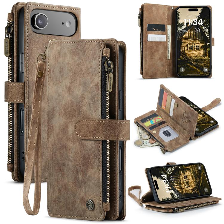 CaseMe C30 Card Slots Zipper Wallet Leather Phone Case, For iPhone 17 Pro Max, For iPhone 17 Pro, For iPhone 17, For iPhone Air, For iPhone 16e, For iPhone 16 Pro Max