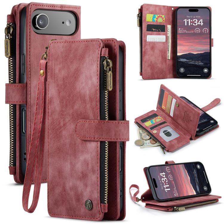 CaseMe C30 Card Slots Zipper Wallet Leather Phone Case, For iPhone Duo, For iPhone 17, For iPhone Air, For iPhone 16 Pro Max, For iPhone 16 Pro, For iPhone 16 Plus