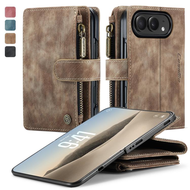 CaseMe C30 Card Slots Zipper Wallet Leather Phone Case, For iPhone Duo, For iPhone 17, For iPhone Air, For iPhone 16 Pro Max, For iPhone 16 Pro, For iPhone 16 Plus