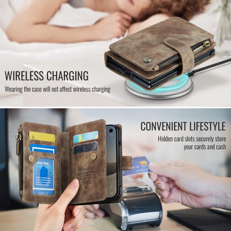 CaseMe C30 Card Slots Zipper Wallet Leather Phone Case, For iPhone Duo, For iPhone 17, For iPhone Air, For iPhone 16 Pro Max, For iPhone 16 Pro, For iPhone 16 Plus