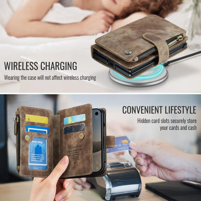 CaseMe C30 Card Slots Zipper Wallet Leather Phone Case, For iPhone Duo, For iPhone 17, For iPhone Air, For iPhone 16 Pro Max, For iPhone 16 Pro, For iPhone 16 Plus