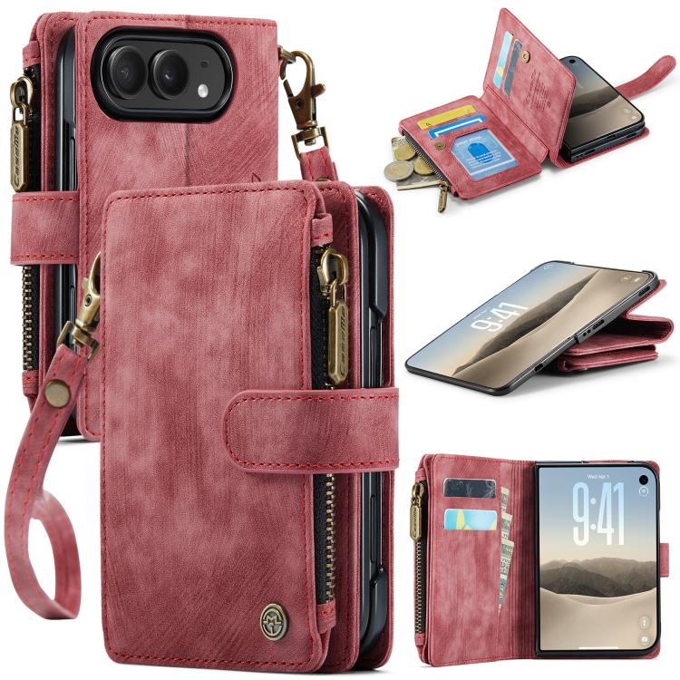 CaseMe C30 Card Slots Zipper Wallet Leather Phone Case, For iPhone Duo, For iPhone 17, For iPhone Air, For iPhone 16 Pro Max, For iPhone 16 Pro, For iPhone 16 Plus