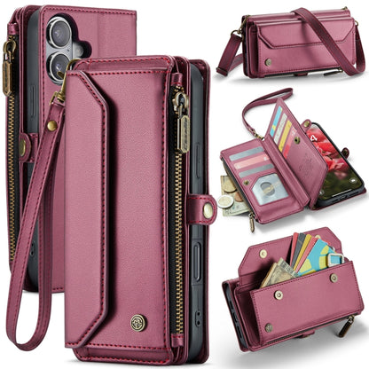 CaseMe C36 Card Slots Zipper Wallet RFID Anti-theft Leather Phone Case, For iPhone Air, For iPhone 16 Pro Max, For iPhone 16 Pro, For iPhone 16 Plus