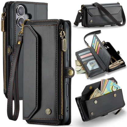 CaseMe C36 Card Slots Zipper Wallet RFID Anti-theft Leather Phone Case, For iPhone Air, For iPhone 16 Pro Max, For iPhone 16 Pro, For iPhone 16 Plus