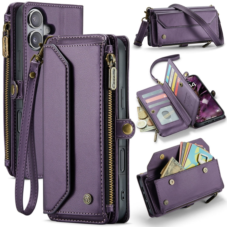 CaseMe C36 Card Slots Zipper Wallet RFID Anti-theft Leather Phone Case, For iPhone Air, For iPhone 16 Pro Max, For iPhone 16 Pro, For iPhone 16 Plus