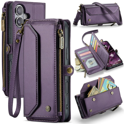 CaseMe C36 Card Slots Zipper Wallet RFID Anti-theft Leather Phone Case, For iPhone Air, For iPhone 16 Pro Max, For iPhone 16 Pro, For iPhone 16 Plus