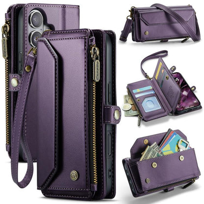 CaseMe C36 Card Slots Zipper Wallet RFID Anti-theft Leather Phone Case, For iPhone Duo, For iPhone 17, For iPhone Air, For iPhone 16 Pro Max
