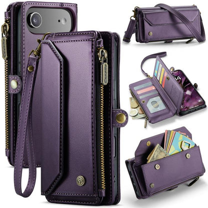 CaseMe C36 Card Slots Zipper Wallet RFID Anti-theft Leather Phone Case, For iPhone Duo, For iPhone 17, For iPhone Air, For iPhone 16 Pro Max