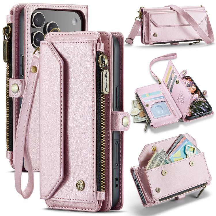 CaseMe C36 Card Slots Zipper Wallet RFID Anti-theft Leather Phone Case, For iPhone 17e / 16e, For iPhone 17 Pro Max, For iPhone 17 Pro, For iPhone 17