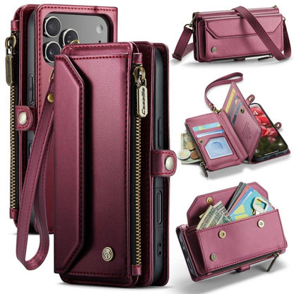 CaseMe C36 Card Slots Zipper Wallet RFID Anti-theft Leather Phone Case, For iPhone 17e / 16e, For iPhone 17 Pro Max, For iPhone 17 Pro, For iPhone 17