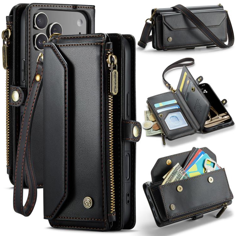 CaseMe C36 Card Slots Zipper Wallet RFID Anti-theft Leather Phone Case, For iPhone 17e / 16e, For iPhone 17 Pro Max, For iPhone 17 Pro, For iPhone 17