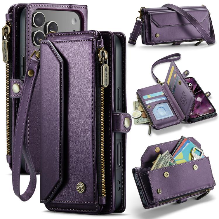 CaseMe C36 Card Slots Zipper Wallet RFID Anti-theft Leather Phone Case, For iPhone 17e / 16e, For iPhone 17 Pro Max, For iPhone 17 Pro, For iPhone 17