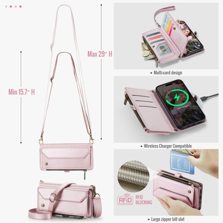 CaseMe C36 Card Slots Zipper Wallet RFID Anti-theft Leather Phone Case, For iPhone 18 Pro Max / 17 Pro Max, For iPhone 17e / 16e