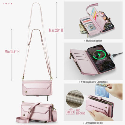 CaseMe C36 Card Slots Zipper Wallet RFID Anti-theft Leather Phone Case, For iPhone 18 Pro Max / 17 Pro Max, For iPhone 17e / 16e