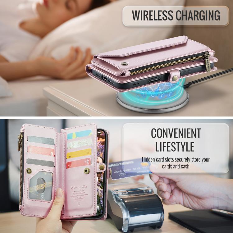 CaseMe C36 Card Slots Zipper Wallet RFID Anti-theft Leather Phone Case, For iPhone 18 Pro Max / 17 Pro Max, For iPhone 17e / 16e