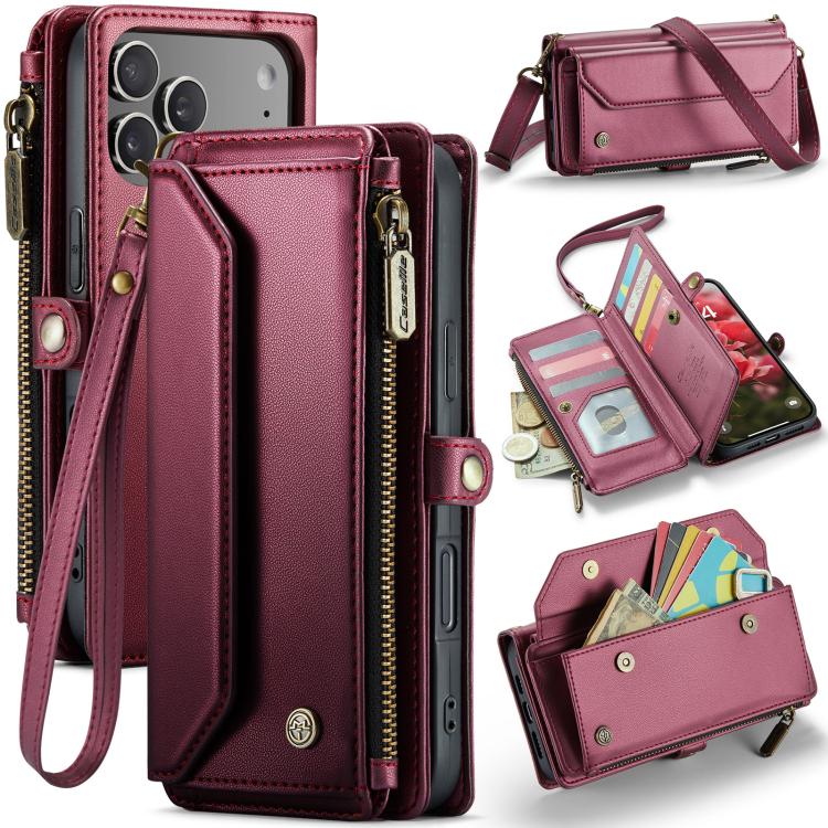 CaseMe C36 Card Slots Zipper Wallet RFID Anti-theft Leather Phone Case, For iPhone 18 Pro Max / 17 Pro Max, For iPhone 17e / 16e