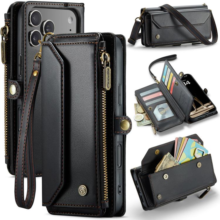 CaseMe C36 Card Slots Zipper Wallet RFID Anti-theft Leather Phone Case, For iPhone 18 Pro Max / 17 Pro Max, For iPhone 17e / 16e