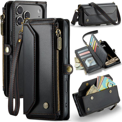 CaseMe C36 Card Slots Zipper Wallet RFID Anti-theft Leather Phone Case, For iPhone 18 Pro Max / 17 Pro Max, For iPhone 17e / 16e