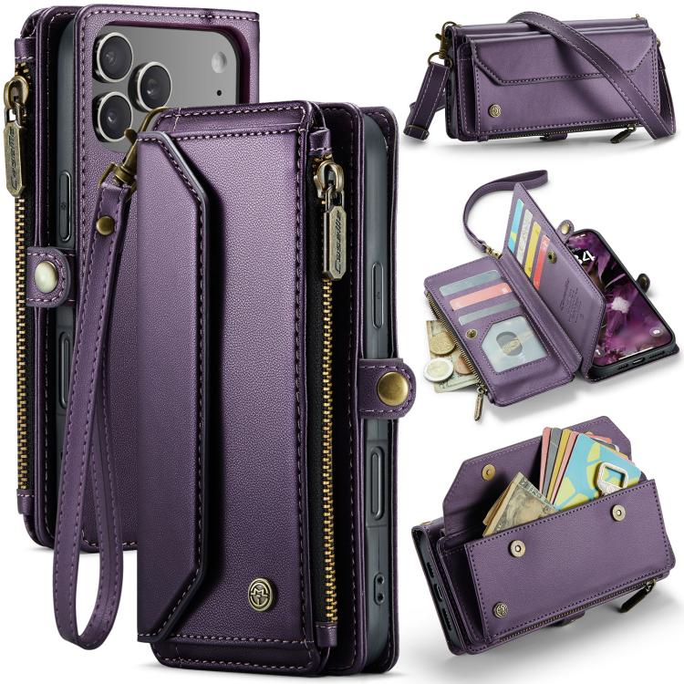 CaseMe C36 Card Slots Zipper Wallet RFID Anti-theft Leather Phone Case, For iPhone 18 Pro Max / 17 Pro Max, For iPhone 17e / 16e