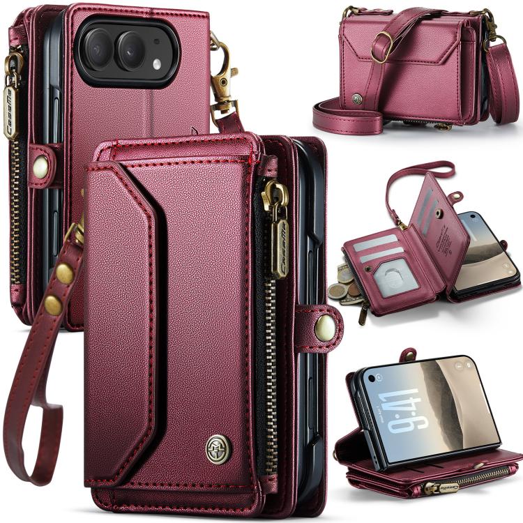 CaseMe C36 Card Slots Zipper Wallet RFID Anti-theft Leather Phone Case, For iPhone Duo, For iPhone 17, For iPhone Air, For iPhone 16 Pro Max