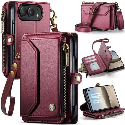 CaseMe C36 Card Slots Zipper Wallet RFID Anti-theft Leather Phone Case, For iPhone Duo, For iPhone 17, For iPhone Air, For iPhone 16 Pro Max