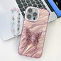 Plating Glitter Lens Film Texture Butterfly Holder Wristband Phone Case, For iPhone 16 Pro
