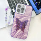 Plating Glitter Lens Film Texture Butterfly Holder Wristband Phone Case, For iPhone 16 Pro