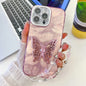Plating Glitter Lens Film Texture Butterfly Holder Wristband Phone Case, For iPhone 16 Pro