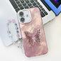 Plating Glitter Lens Film Texture Butterfly Holder Wristband Phone Case, For iPhone 16 Plus