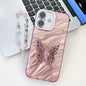 Plating Glitter Lens Film Texture Butterfly Holder Wristband Phone Case, For iPhone 16