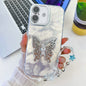 Plating Glitter Lens Film Texture Butterfly Holder Wristband Phone Case, For iPhone 16