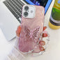 Plating Glitter Lens Film Texture Butterfly Holder Wristband Phone Case, For iPhone 16