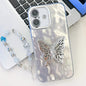 Plating Glitter Lens Film Texture Butterfly Holder Wristband Phone Case, For iPhone 16