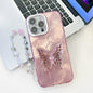 Plating Glitter Lens Film Texture Butterfly Holder Wristband Phone Case, For iPhone 15 Pro
