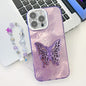 Plating Glitter Lens Film Texture Butterfly Holder Wristband Phone Case, For iPhone 15 Pro