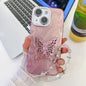 Plating Glitter Lens Film Texture Butterfly Holder Wristband Phone Case, For iPhone 15