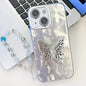 Plating Glitter Lens Film Texture Butterfly Holder Wristband Phone Case, For iPhone 15